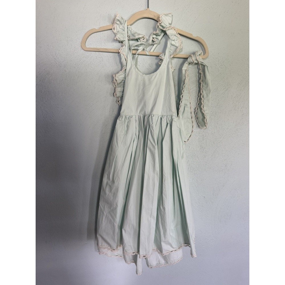 Dollcake Girls Green Sleeveless Lace Trim Ruffle Tiered Fit Flare Dress Size 6